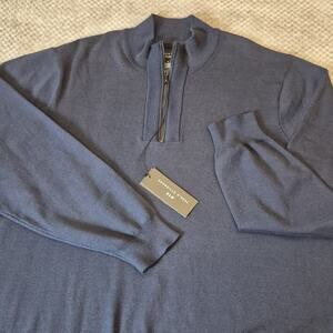 Shaquille O'Neal Men's 3XL Quarter Zip Long Sleeve Navy Blue Pullover Sweater